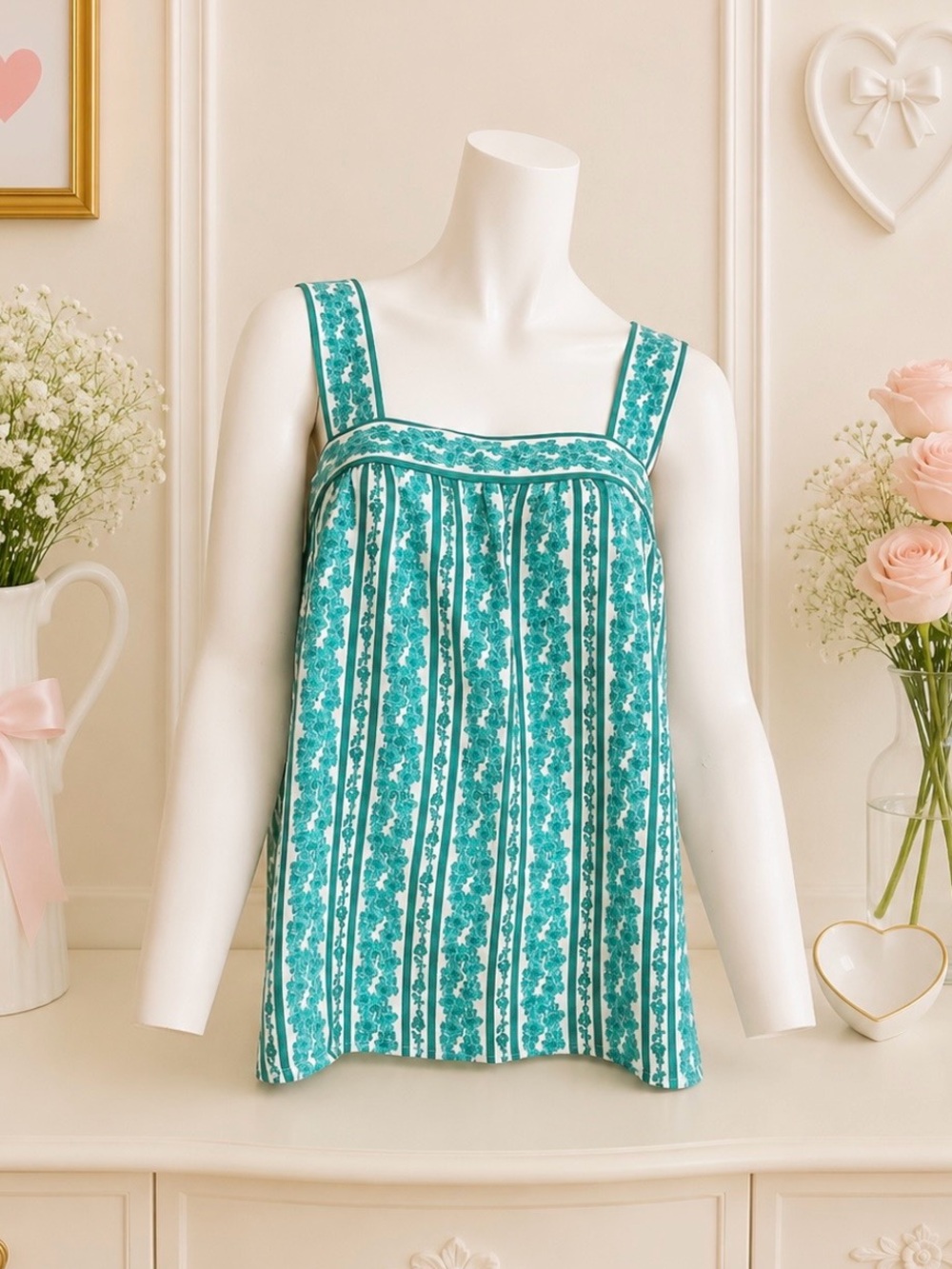 NWT Chelsea & Violet green floral tank size Large